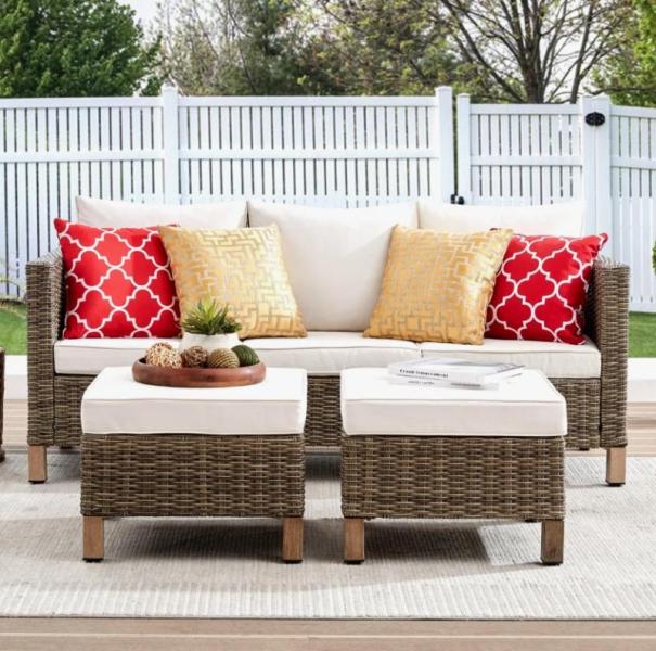 Furniture - WhiteLabel Patio Sofa, Wade Logan Bed, Hokku Designs Nightstand - MSRP $2,238