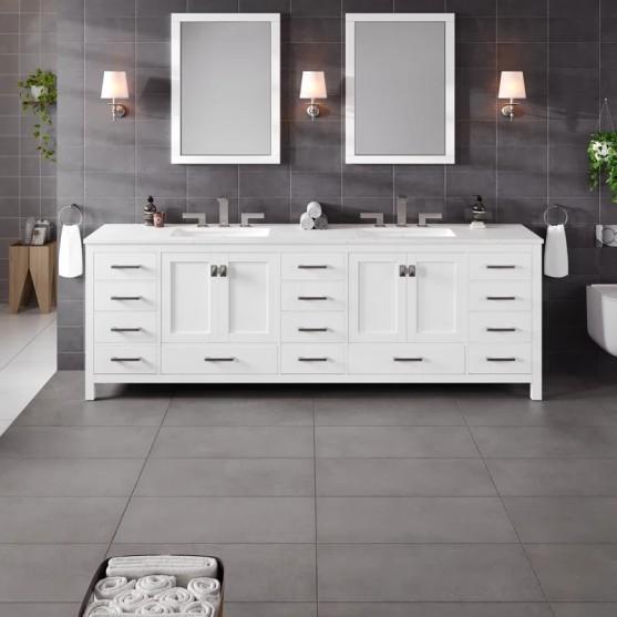 Furniture - Minnich Double Sink Vanity, Kaiden Concrete Side Tables, Orren Ellis Medicine Cabinet - MSRP $6,309