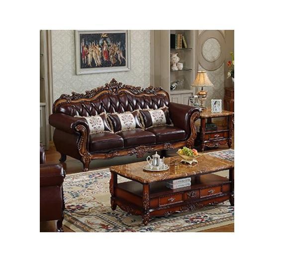 TRUCKLOAD - Housewares - European-style Living Room Carved Sofa. 92.5'' & 73.2'' Leather Sofas, Fountain - MSRP $74,670