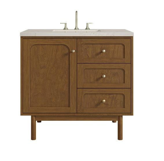 Two James Martin Vanities Laurent 36" Wall Mounted/Free-Standing Single Basin Ash Wood Vanity Sets - MSRP $5,348
