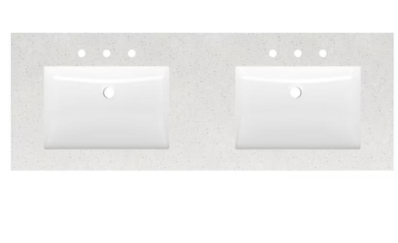 Style Selections Premium Cultured Marble Vanity Top, Fanimation Slinger v2 72in LED Ceiling Fan, Toro - MSRP $3,727