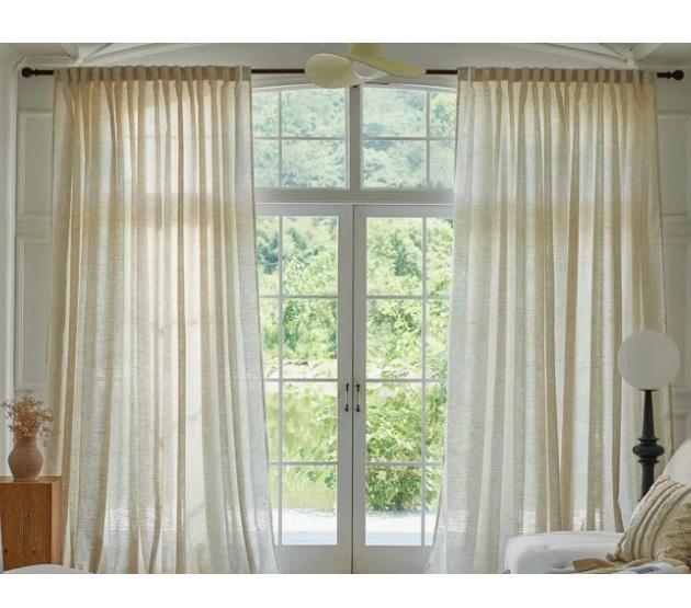 Housewares - Draycott Linen Blend Semi-Sheer Curtain Pair, Eclipse Luxury Cotton Velvet Blackout Curtains - MSRP $2,710