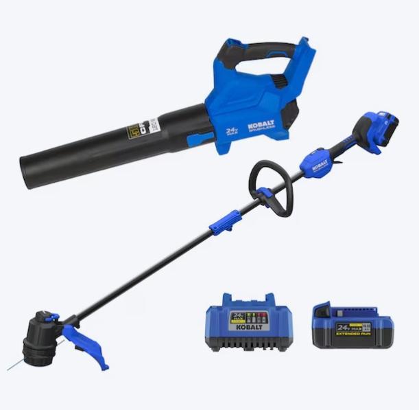 Kobalt Quiet Tech 24V Cordless Battery String Trimmer/Leaf Blower Combo, 40V 600CFM Leaf Blower, Shop Vac - MSRP $2,092
