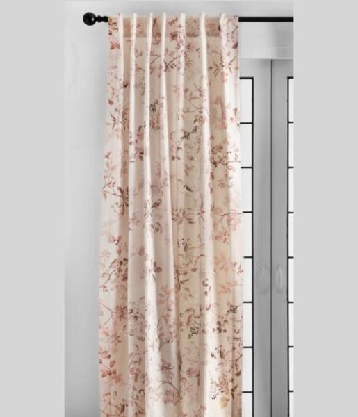 Housewares - 100% Cotton Toile Semi-Sheer Rod Pocket Single Curtain Panel, Deavion Velvet Curtain Panels - MSRP $3,323