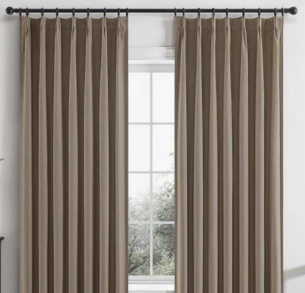 Housewares - 100%Full Pinch Pleated Blackout Linen Curtains, Stalwart 3.6V Lithium Pink Screwdriver Set - MSRP $1,988