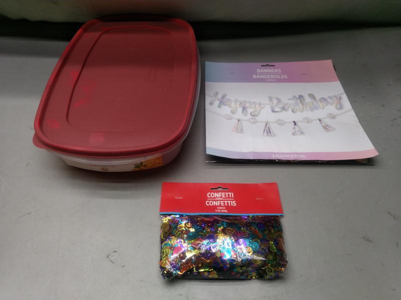 General Merchandise - Amscan Party Impressions Letter Banner Kit, Rubbermaid Food Storage Container - MSRP $2,243