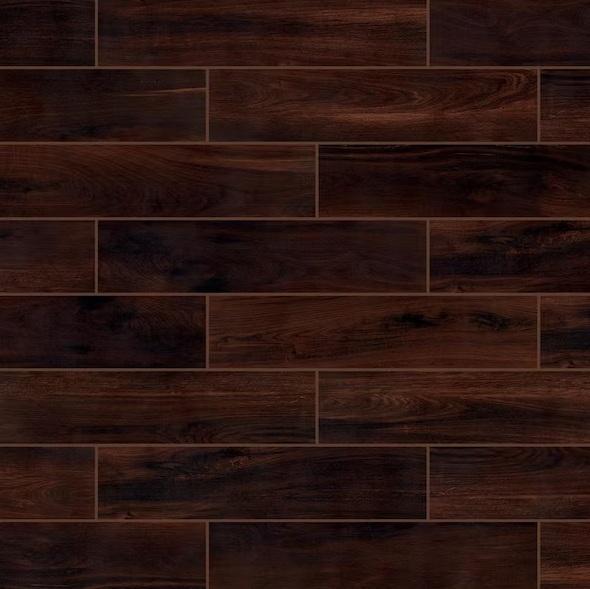Pallet of Florida Tile Home Collection Beautiful Wood Cherry 8inx36in Porcelain Floor & Wall Tiles - Est Retail $902