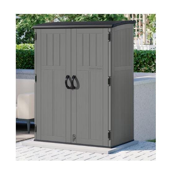 CRAFTSMAN Vertical Gray Lean-to Roof Plastic Resin Storage Sheds, Project Source 61in White Double Sink - MSRP $3,501