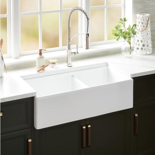 Signature Hardware SHF36182BWH Fireclay Kitchen Sink - MSRP $799