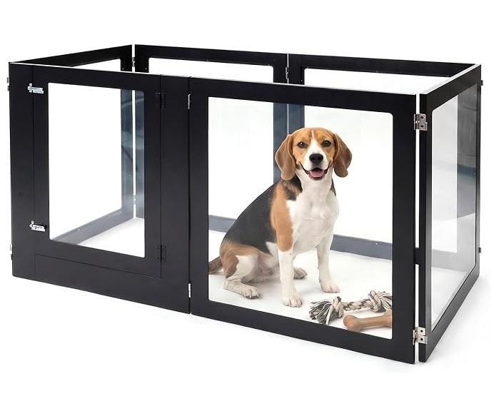 HD Clear Acrylic Small/Med Dog Playpen, Tribesigns 63"Bar Table, Keter Solana 70gal Storage Bench Deck Box -MSRP $3,170