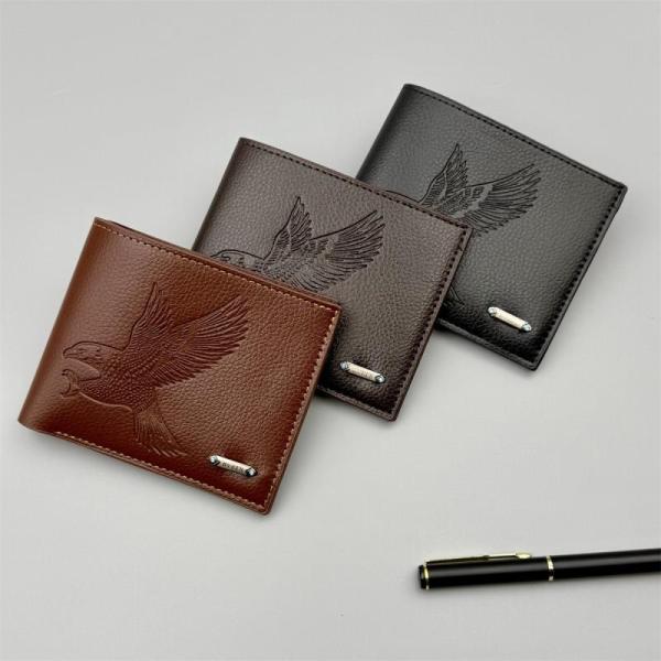 New 200pc -Men's Soft Leather Wallet With Geometric Eagle Design