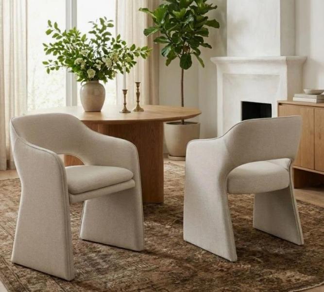Housewares - 19"H Waterproof Upholstered Fabric Dining Armchair, UL Certified LED Anti-Fog Vanity Mirror - MSRP $2,431