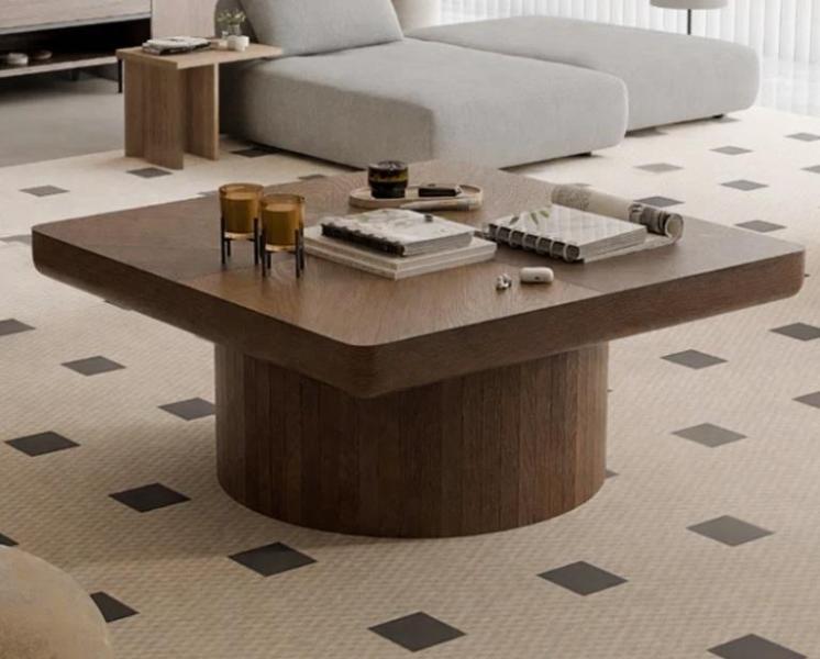 Housewares - Wood Square Coffee Table, Thaxton Solid Wood Single Coffee Table, Makeup LED Vanity Desk - MSRP $1,982