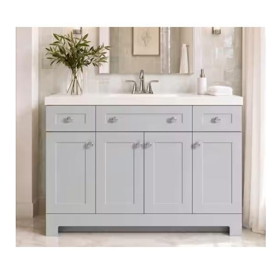 Mixed Lot - Glacier Bay Everdean 49in Pearl Gray Vanity, Rubbermaid, Bootz Industries - Est Retail $1,717 -1plt