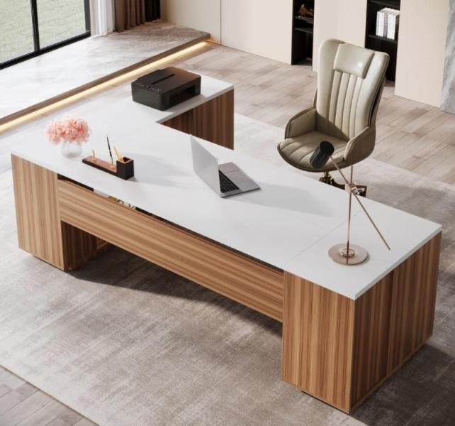 Furniture - L-Shaped Executive Desk, Rug Runners Washable, Coursey 2 inch Room Darkening- MSRP $1,356
