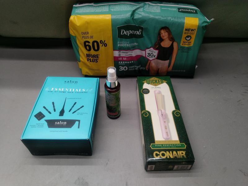 General Merchandise - Depend Women's Underwear, Glinda Curling Iron, ScentSicles Air Freshener - MSRP $1,877
