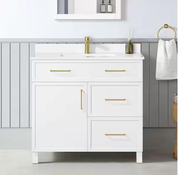 Kitchen & Bath - HDC Bilston 36in Single Sink Freestanding Vanity, American Standard, Glacier Bay - Est Retail $1,218