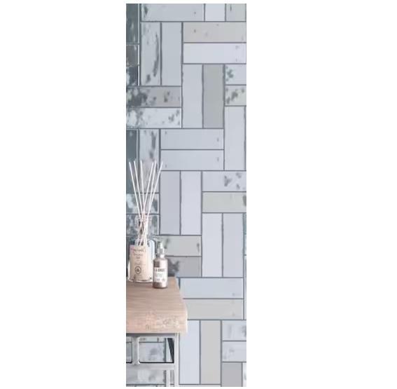 Housewares - Passion Azul Glossy Porcelain Wall Tiles, 100%Full Blackout Pinch Pleated Linen Curtains - MSRP $2,795