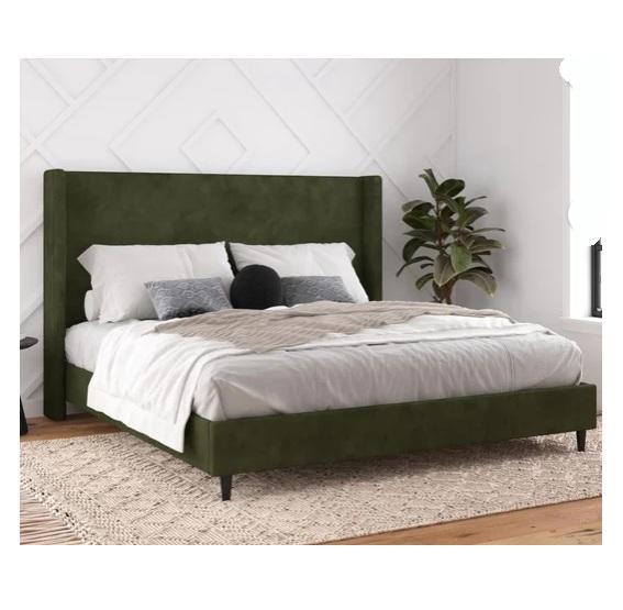 Housewares - Eveline Upholstered Platform Bed Frame, Samra Single Picture Frame, Coursey 1.5in Shades - MSRP $1,700