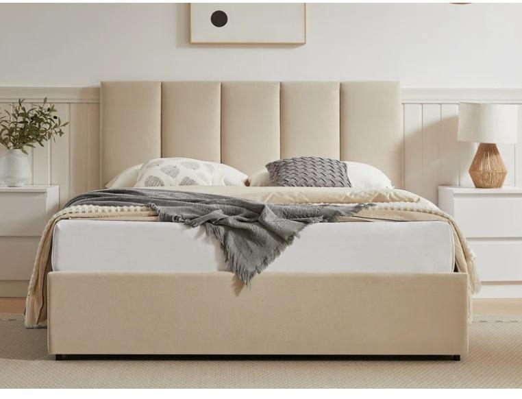 Housewares- Birch Run Metal King Rail/Slat, Juanetta Upholstered Platform Storage Bed, Benvinda Table Top - MSRP $1,758