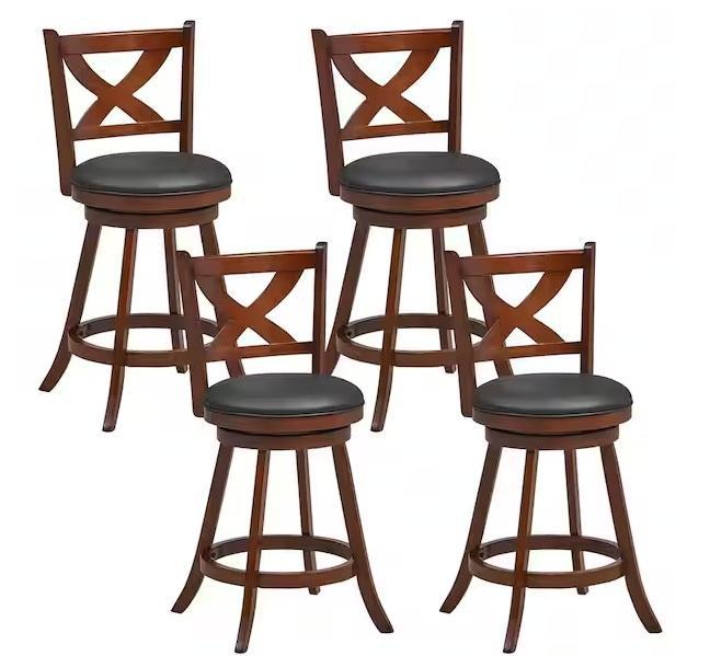 Home Decor- Gymax 24in Swivel Wooden Bar Stools, Seafuloy Upholstered Ergonomic Dining Chair, VEVOR - Est Retail $2,100