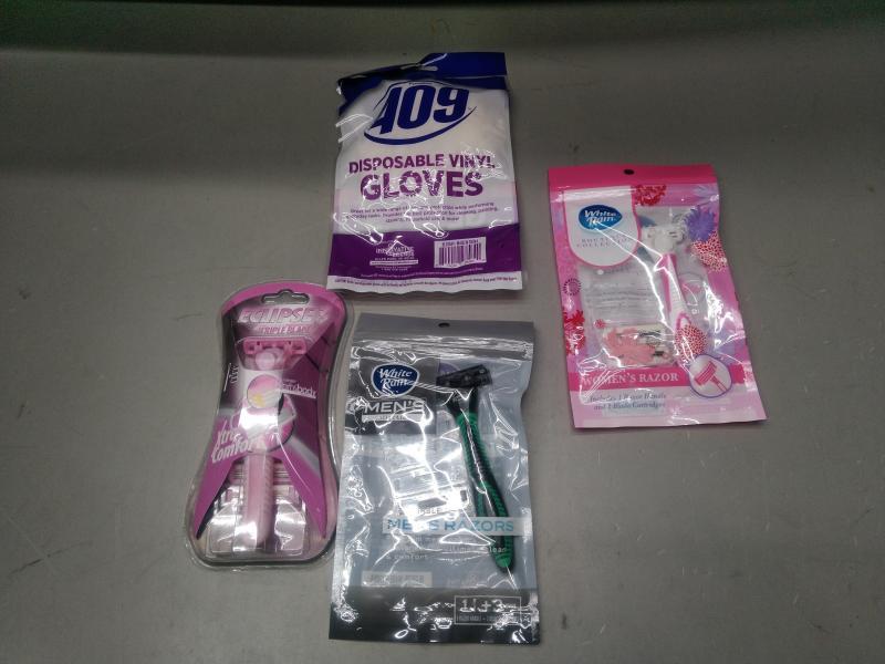 General Merchandise- Spic-n-Span Latex Gloves, White Rain Women Razor 3 Blade - MSRP $2,010