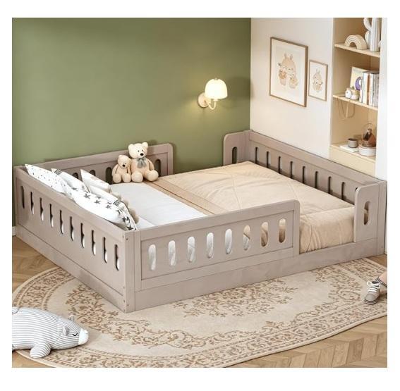 Bellemave Full Floor Beds, VECELO Queen Upholstered Platform Bed Frame, Zayton, 4.5in Queen Box Spring - MSRP $2,880