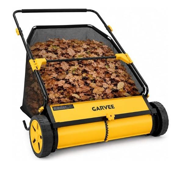 Push 30in Manual Leaf/Grass Lawn Sweeper, DUMOS Accent Chairs, Roundhill Furniture Wood Coffee Table - MSRP $1,297