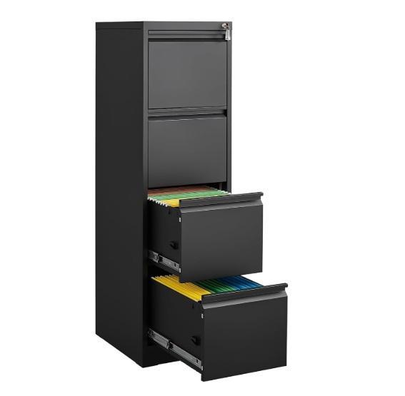 MilleLoom 4-Drawer Lock File Cabinet, DWVO 48in Round Folding Table, CAP Barbell Olympic 2in Plate Rack - MSRP $1,035