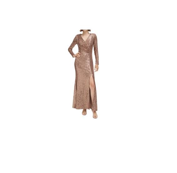 Apparel - Eliza J Sequined V-Neck Draped Bodice Gown, Halter Jumpsuit - Original MSRP $2,514