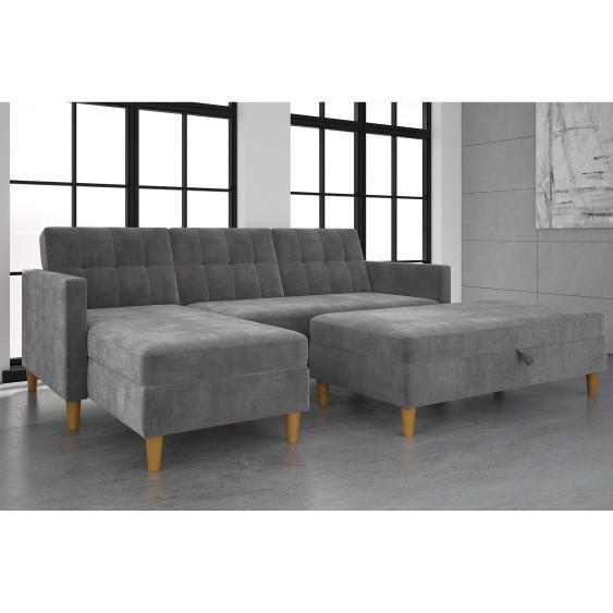 Furniture - Storage Sectional Futon & Ottoman, Metal Bunk Bed, Leighton Twin Bed Frame - MSRP $801