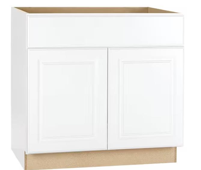 Plumbing & Vanities - Hampton Bay Hampton Assembled Sink Base Cabinet & Glacier Bay Round Toilet -Est Retail $348 -1plt