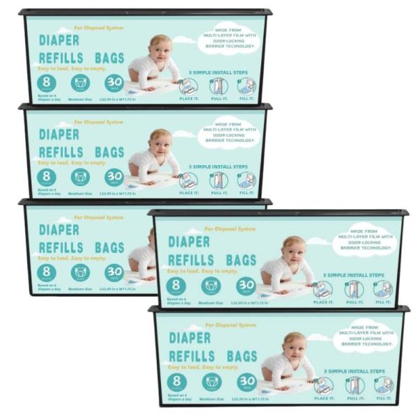 Baby Product - Chariholis Diaper Pail Refills Bags, LELLIE Diaper Bag Totes, AQX Reusable Swim Diapers - MSRP $10,763