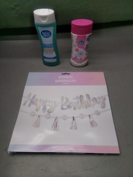 General Merchandise - Amscan Party Impressions Letter Banner Kit, White Rain - Body Wash- MSRP $2,005