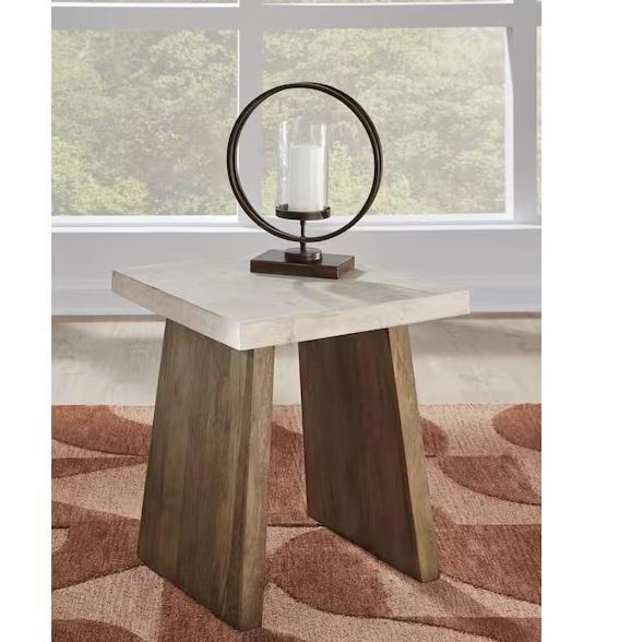 Seasonal - Signature DESIGN BY ASHLEY Brendalhouse 22in Light Brown Square MDF End Table, Noble House - Est Retail $857