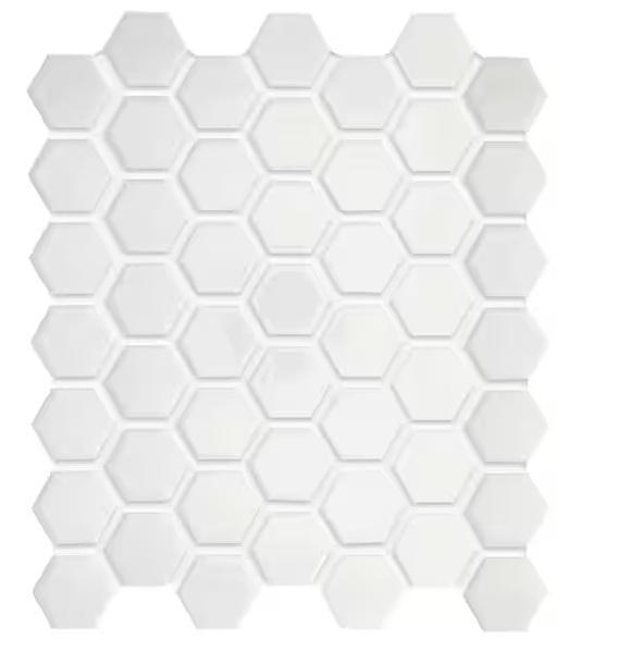 Pallet of Daltile Restore Arctic White 12inx10in Glossy Ceramic Hexagon Mosaic Tiles - Est Retail $1,266