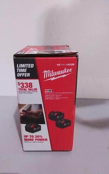Milwaukee M18 18V Lithium-Ion XC Extended Capacity 5.0Ah Battery 2pk - MSRP $199
