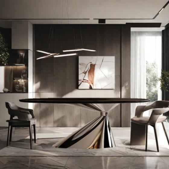 TRUCKLOAD - Furniture - Art Rock Dining Table, Conference Table & Chairs Set, Karmella Media Console - MSRP $67,160
