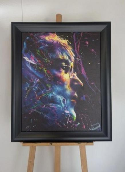 FRAMED L/E A/P JIM WARREN "JOHN LENNON" HAND SIGNED & EMBELLISHED