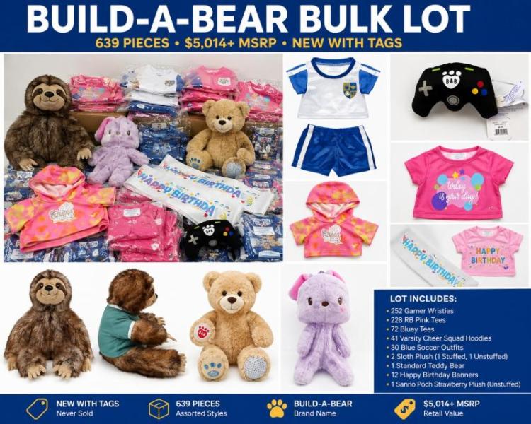 Build-A-Bear Wholesale Lot 639 Pc Clothing Plush $5K+ MSRP With Tags
