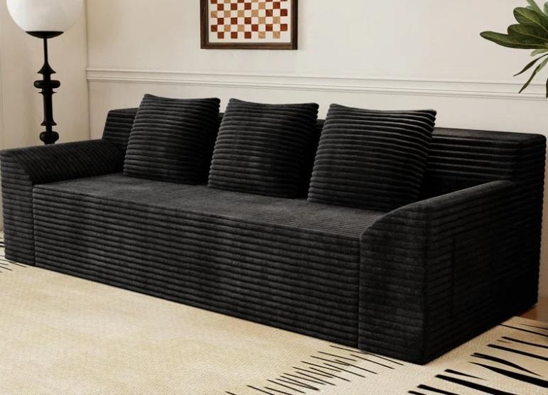 Furniture - Boneless 71"W Modern Open End Compression Sofa, Bar Stools, Christan 42" Backless Dining Bench -MSRP $1,223