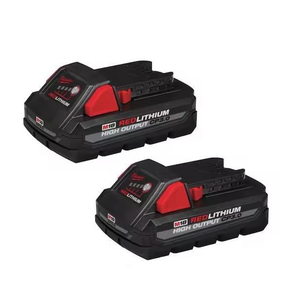 Milwaukee 48-11-1837 M18 18V Lithium-Ion HIGH OUTPUT CP 3.0Ah Battery Pack (2-Pack) - MSRP $199