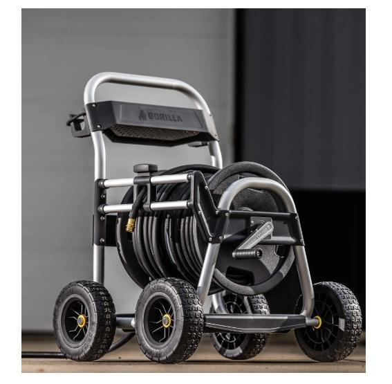 Housewares - Gorilla 250ft Wheeled Hose Reel Cart, Candance Solid Wood Windsor Back Side Chair, Litter Box -MSRP $1,886