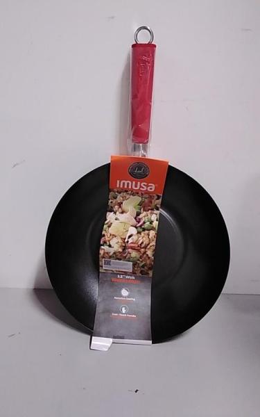 Bed Bath & Home - IMUSA 12in Carbon Steel Nonstick Wok with Red Soft Touch Handle Black - MSRP $2,766