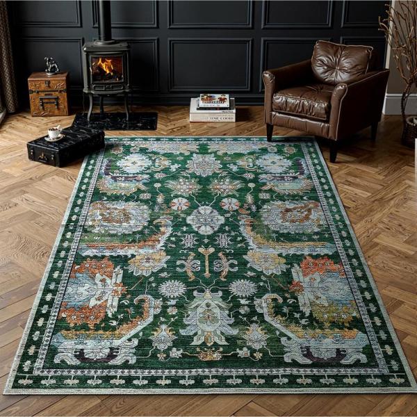 Furniture - ZFUNCING 8"x30"Rose Flower Leaf Indoor Stair Runner, RIMAYA 3x5' Machine Washable Area Rug - MSRP $5,455