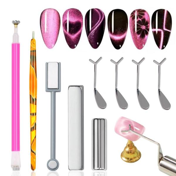 Beauty - DANNEASY 5pcs Haert Cat Eye Magnets, 12 Sheets Nail Stickers, HER+ Cyperus Rotundus Oil - MSRP $22,929