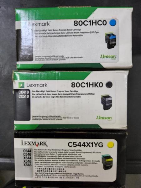 Lexmark Yellow, Black, & Cyan Toner Cartridges - MSRP $1,409