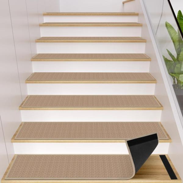 Furniture - GOYLSER Peel & Stick Non-Slip Jute Stair Treads, Triohero Waffle Runner Bathmat, Patio Rug - MSRP $1,576
