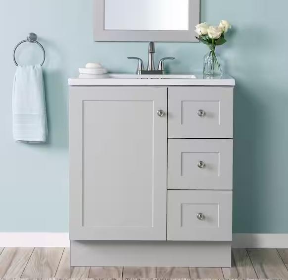 Kitchen & Bath - Glacier Bay Bannister 31in Single Sink Pearl Gray Freestanding Bath Vanity & More - Est Retail $1,290