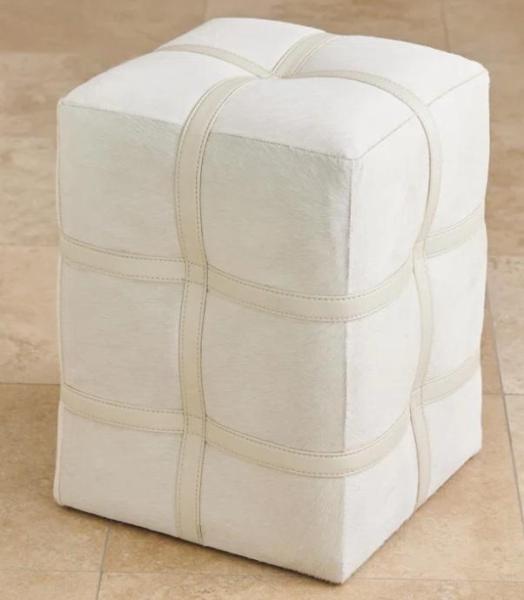 TRUCKLOAD - Housewares - Belted Poof-Ivory Hair-on-Hide Leather Pouf, Buffet Hutch, Heeg 47''H Chair - MSRP $45,169
